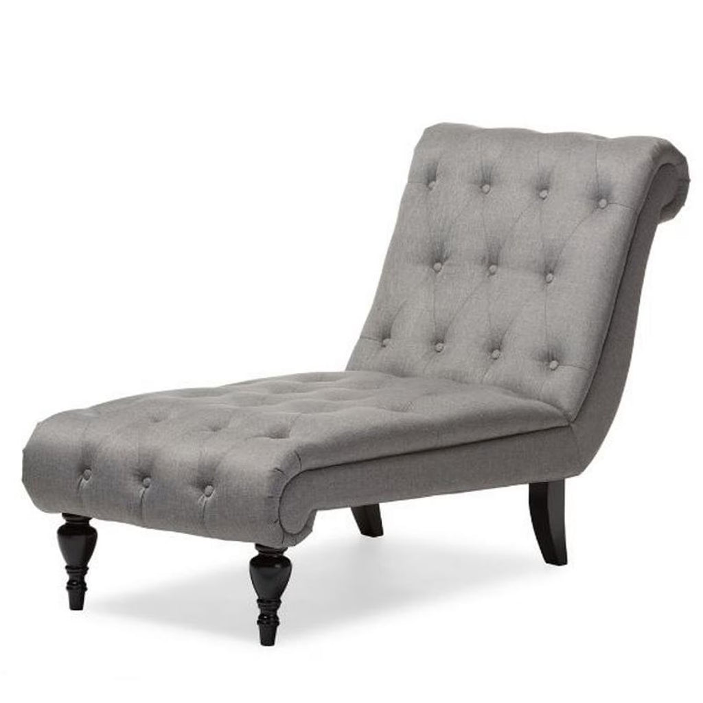 Tufted Chaise Lounge in Gray and Black Q23467