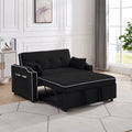 Black Pull Out Loveseat Sleeper Sofa Bed with Cup Holders P588502