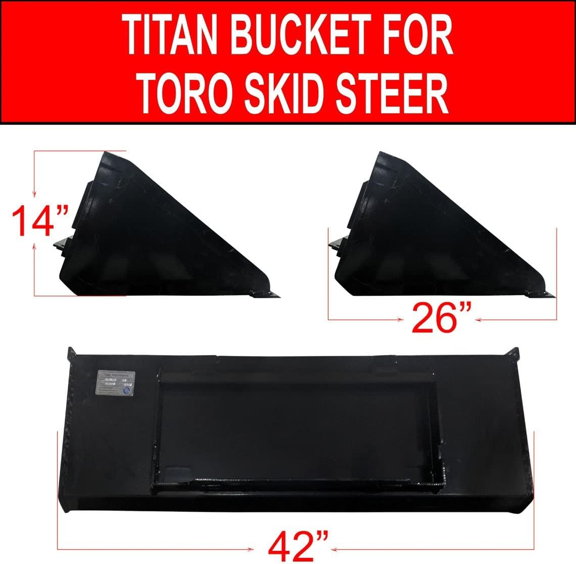 Mini Skid Steer Bucket 42" Quick Tach Powder Coated R1164