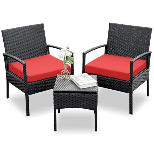 3 Piece Yellow Beige Wicker Bistro Set W841991