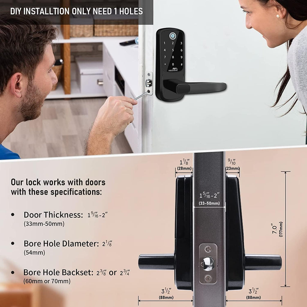 Black 5-in-1 Smart Door Lock with Keypad N1328