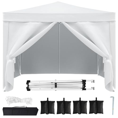 10x20 White Pop Up Canopy Tent with 6 Sidewalls Z20054