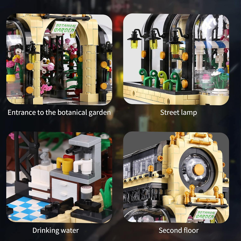 Plant Garden Building Kits Toy, MOC Building Blocks Botanical Garden with LED Lights, Streetview House Kit (2147 Pieces) V82714