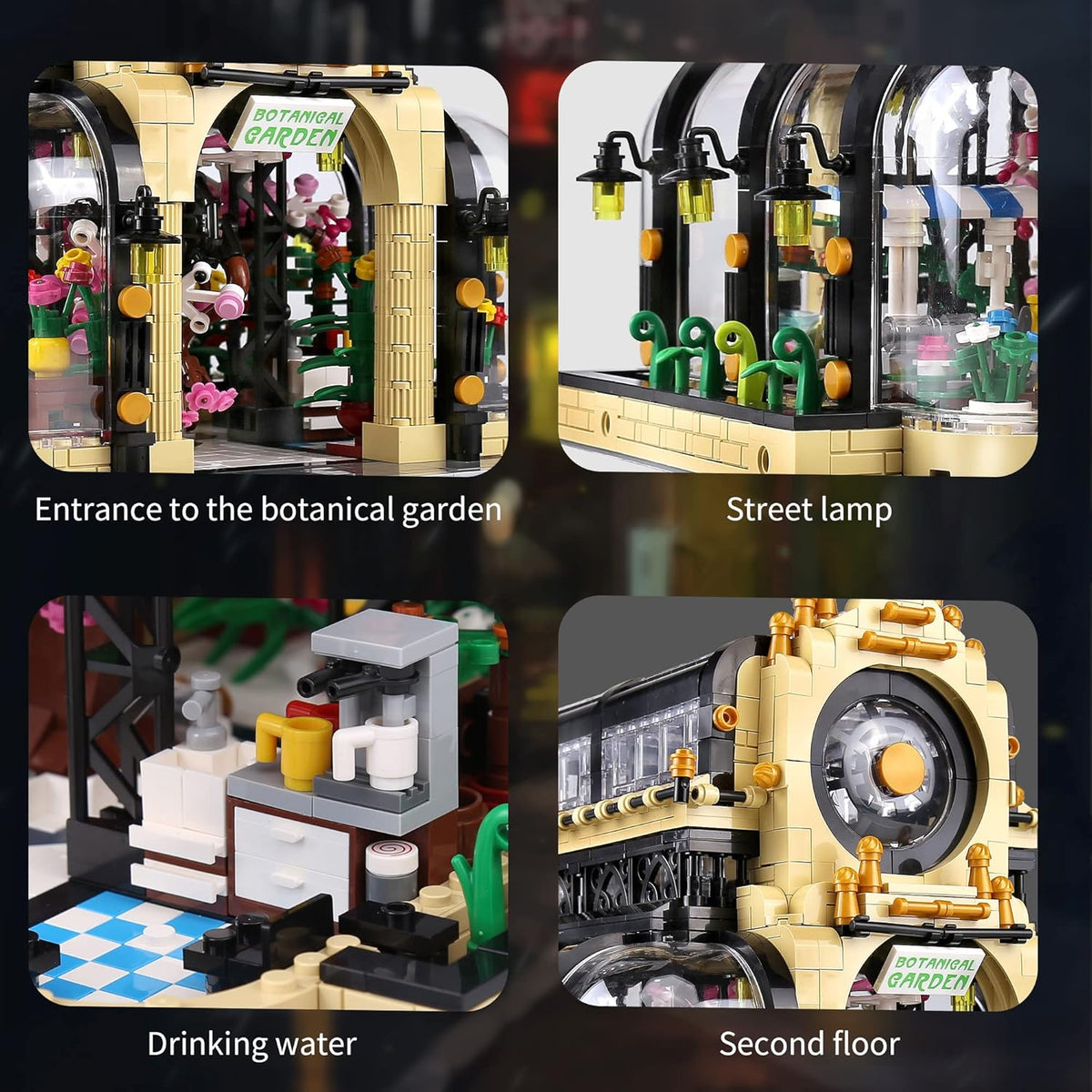 Plant Garden Building Kits Toy, MOC Building Blocks Botanical Garden with LED Lights, Streetview House Kit (2147 Pieces) V82714