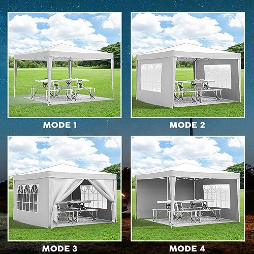 10x20 White Pop Up Canopy Tent with 6 Sidewalls Z20054