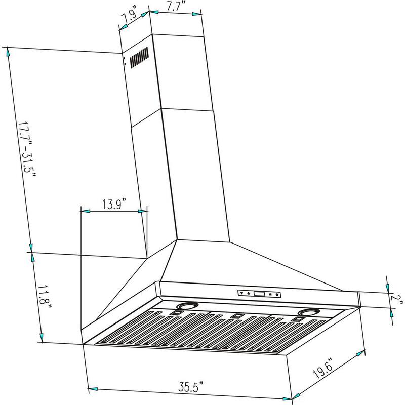 36 in. 380 CFM Ducted Wall Mount Range Hood with Light in Stainless Steel P506