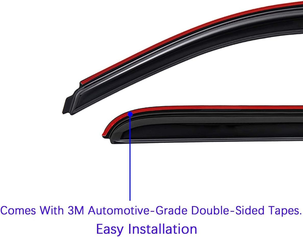 Dark Smoke Shatterproof 4 PCS In-Channel Side Window Visor Deflector Rain Guard Y766