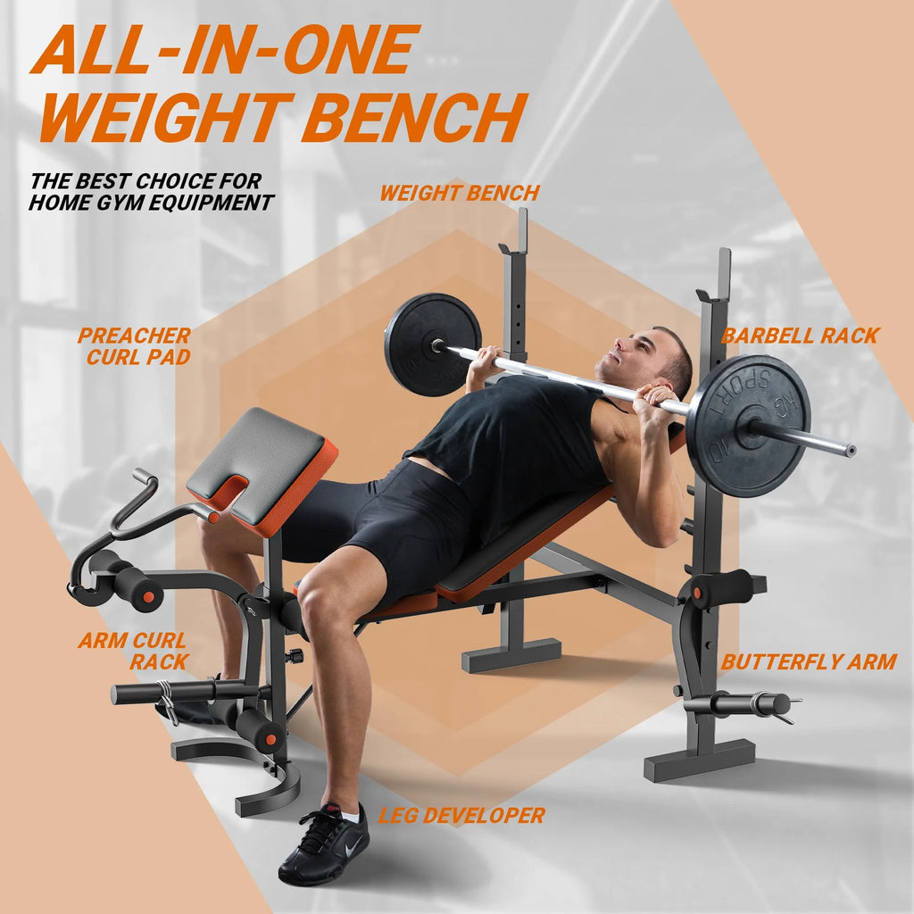6 Positions Adjustable Foldable Weight Bench J2329