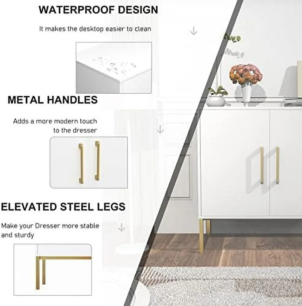 White Free Standing Cabinet with Doors U705472