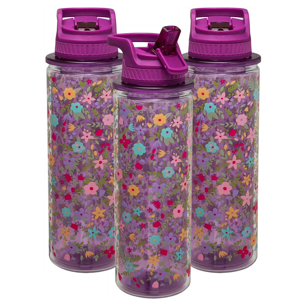 3-Pack 32 oz Double-Wall Insulation Water Bottle with Carry Loop Q994931