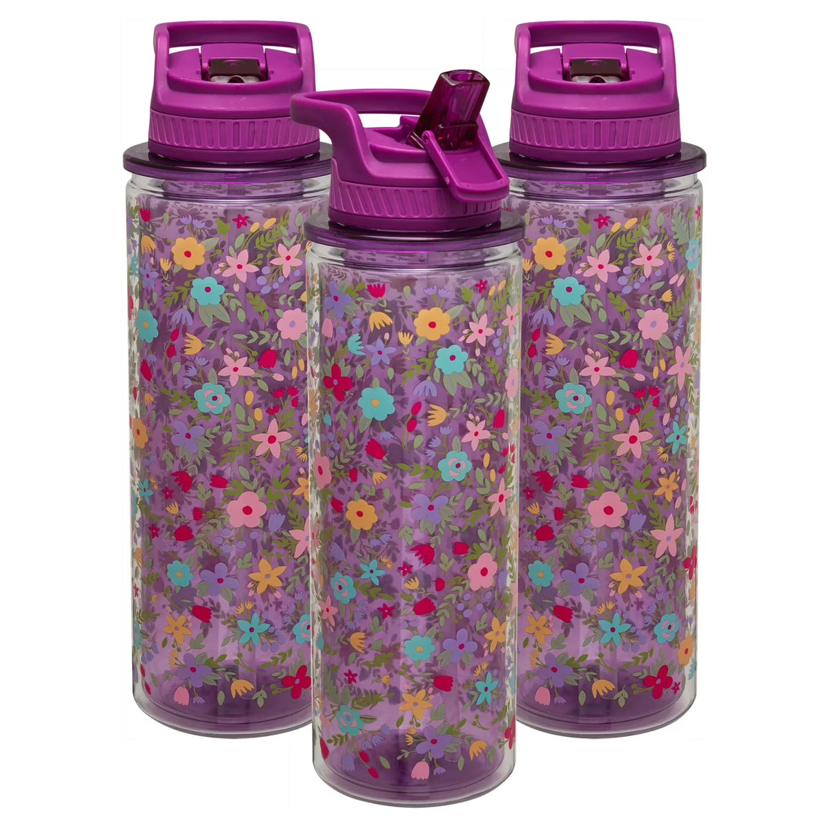 3-Pack 32 oz Double-Wall Insulation Water Bottle with Carry Loop Q994931