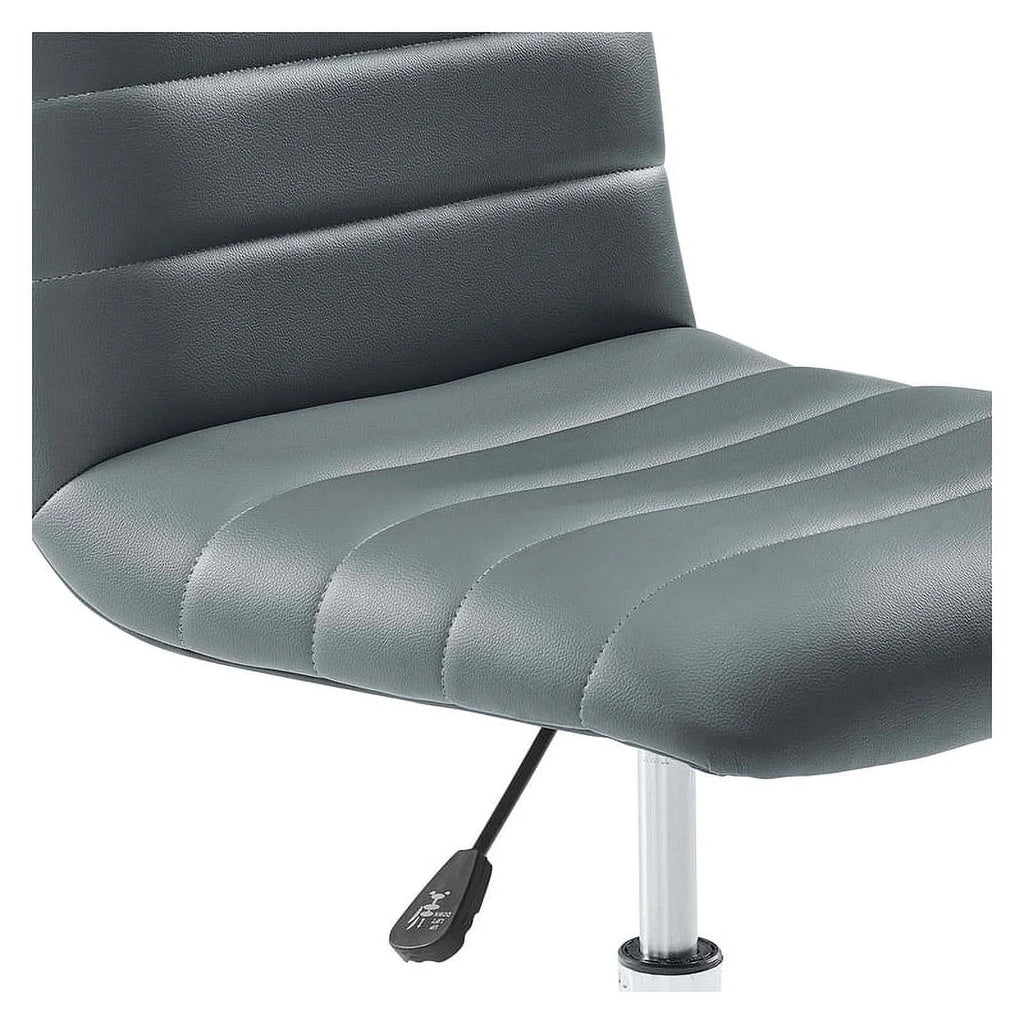 Gray Vinyl Nylon Mid-Back Armless Swivel Office Chair O32532