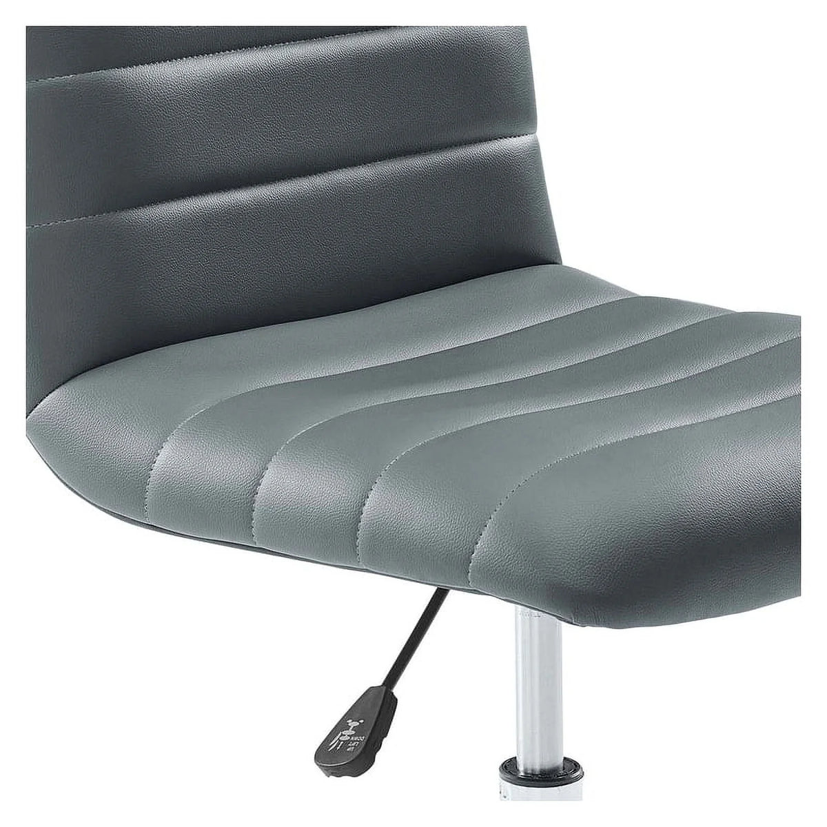 Gray Vinyl Nylon Mid-Back Armless Swivel Office Chair O32532