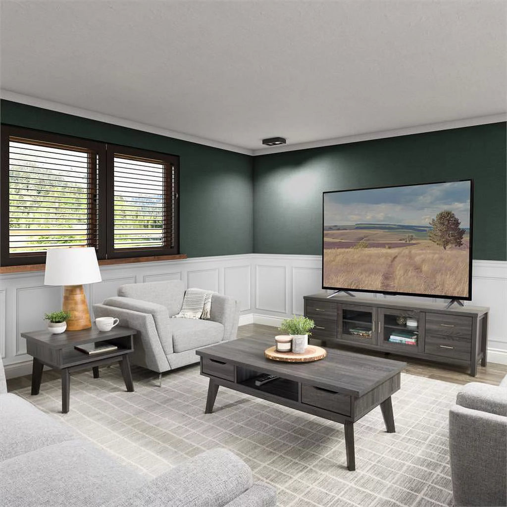 Dark Gray Engineered Wood Coffee Table with Drawers K36744