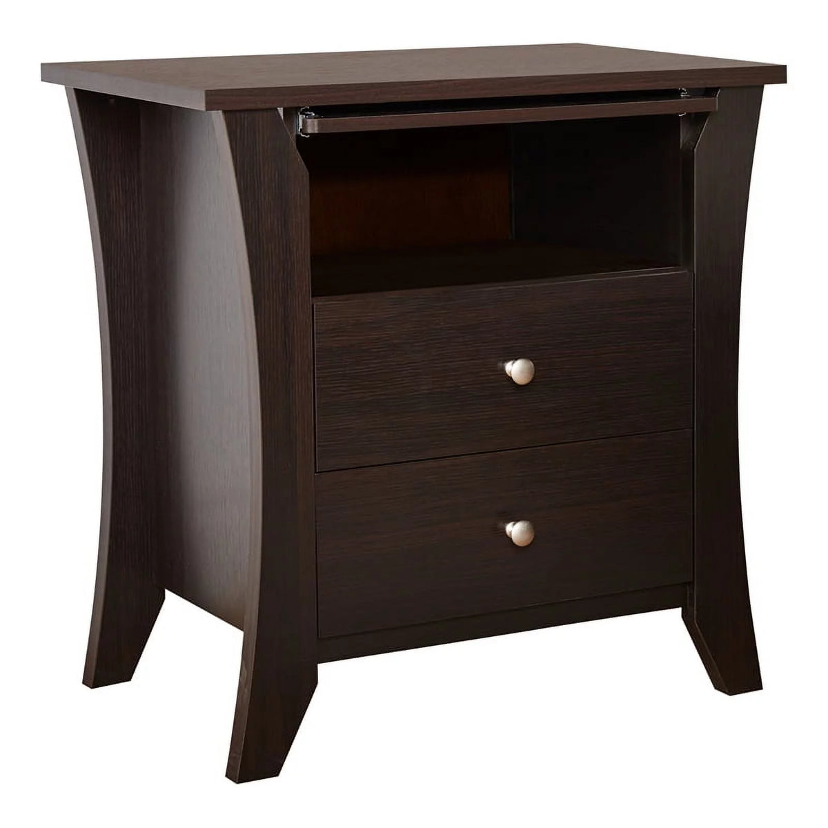 Wood 2-Drawer End Table with Tray in Espresso J31103