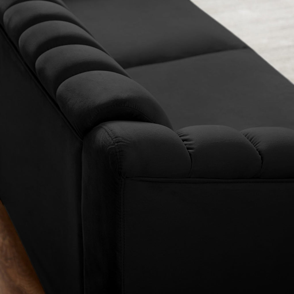 Black Velvet Loveseat Sofa with Pillows and Nailhead Trim Armrest V552718