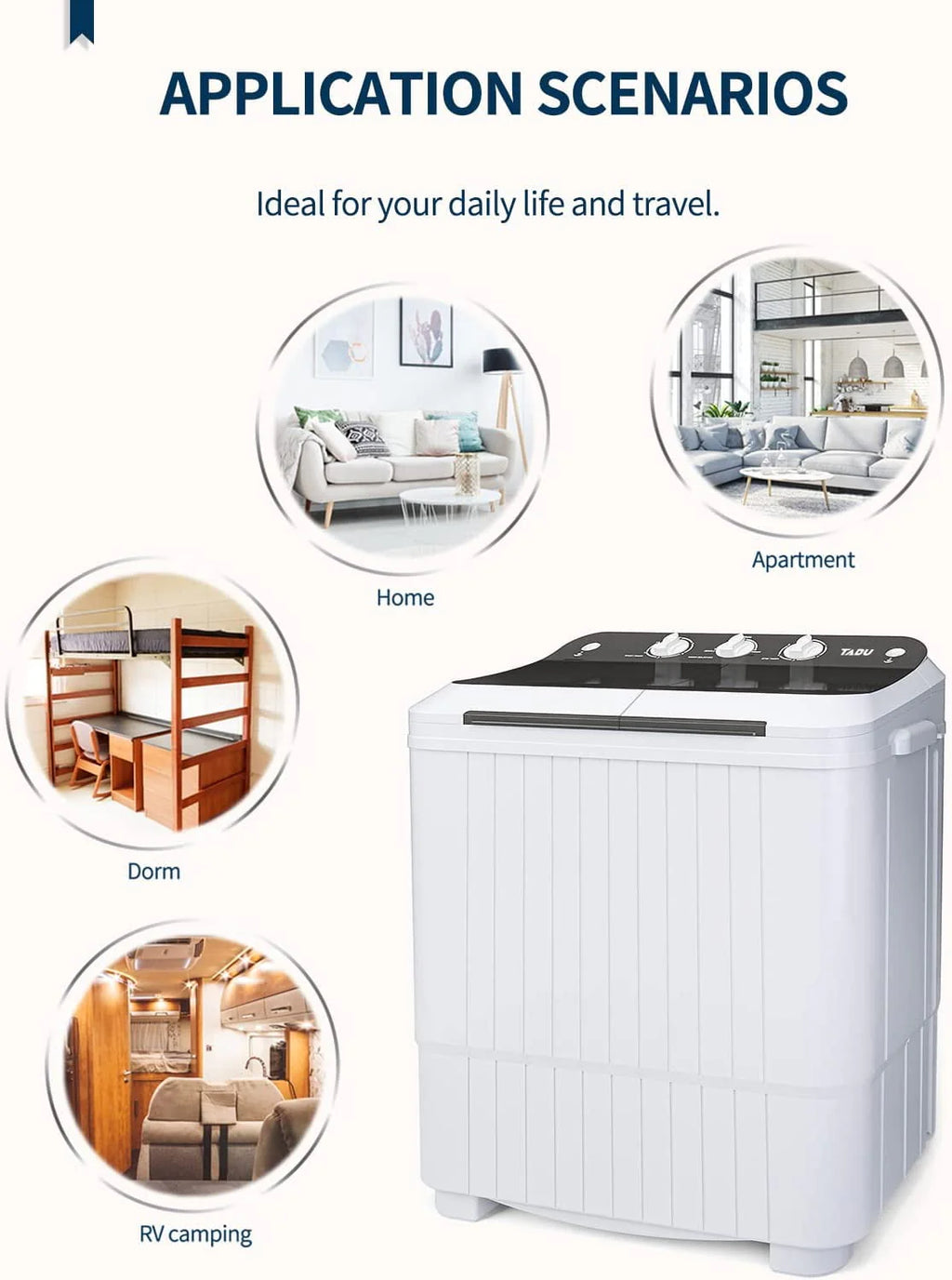 16.5lbs Compact Twin Tub Portable Washing Machine D377