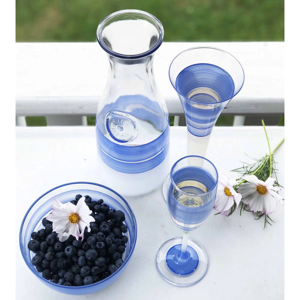Blue and Clear Striped Wine Glasses Set of 2 T843928