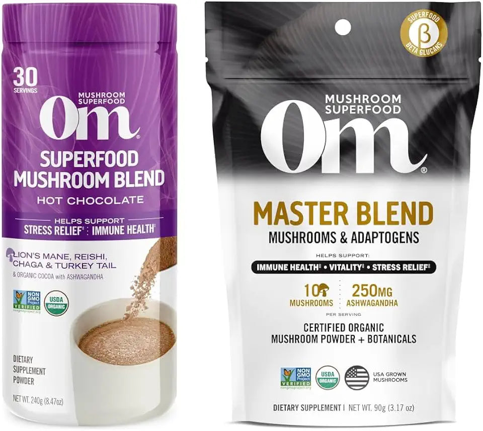 Hot Chocolate Blend Mushroom Powder 8.47 Ounce and 10 Mushrooms Complex 3.17 oz Z86962