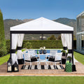 Black and White Steel Gazebo with Mosquito Netting R261540