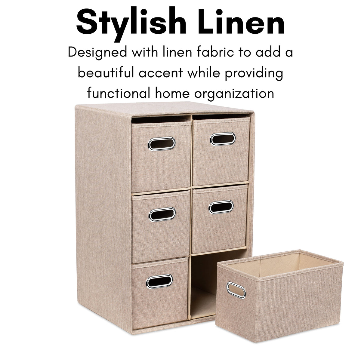 Linen Cube Organizer Shelf with 6 Storage Bins M1411