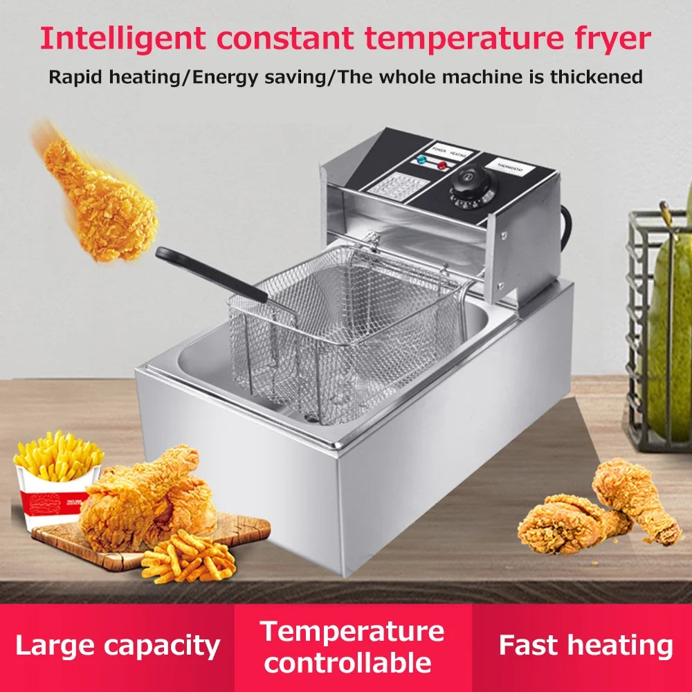 Electric Fryer 6L Stainless Steel 2500W Constant Temperature Commercial L6287