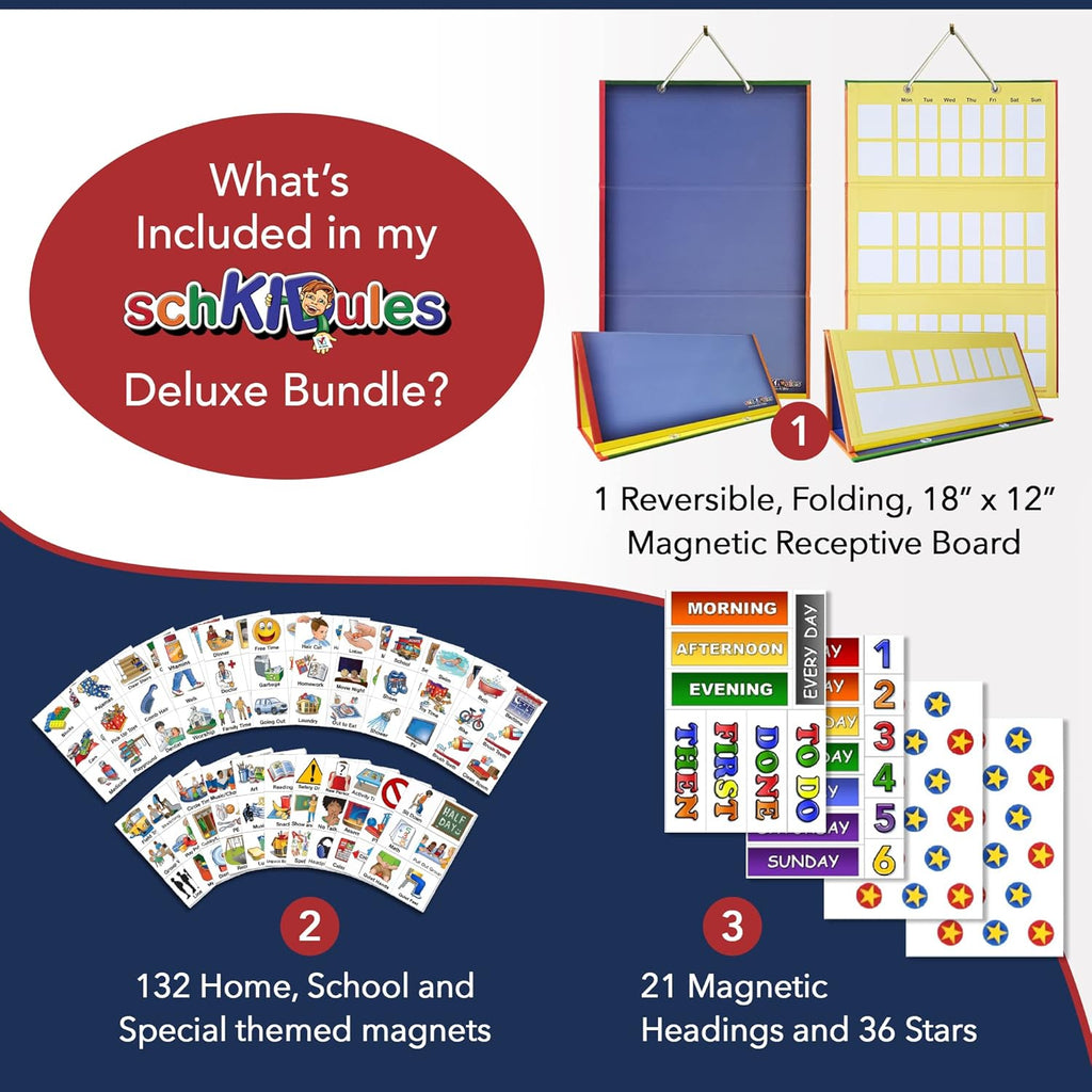 Visual Schedule Magnet Board with 189 Magnetic Picture Cards, Pack of 2 E85570