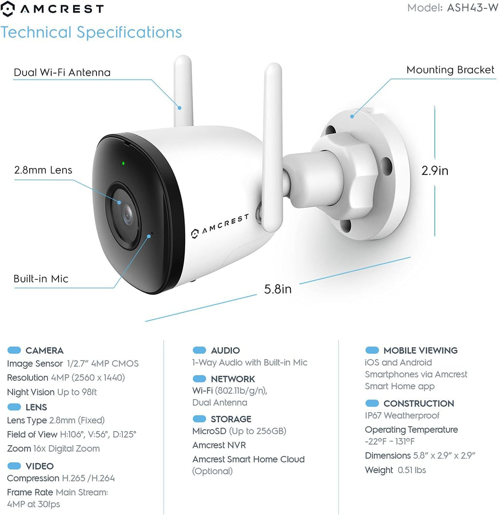 4MP Outdoor WiFi Security Camera with Night Vision N8811