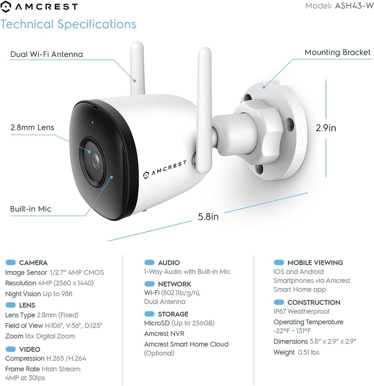 4MP Outdoor WiFi Security Camera with Night Vision N8811