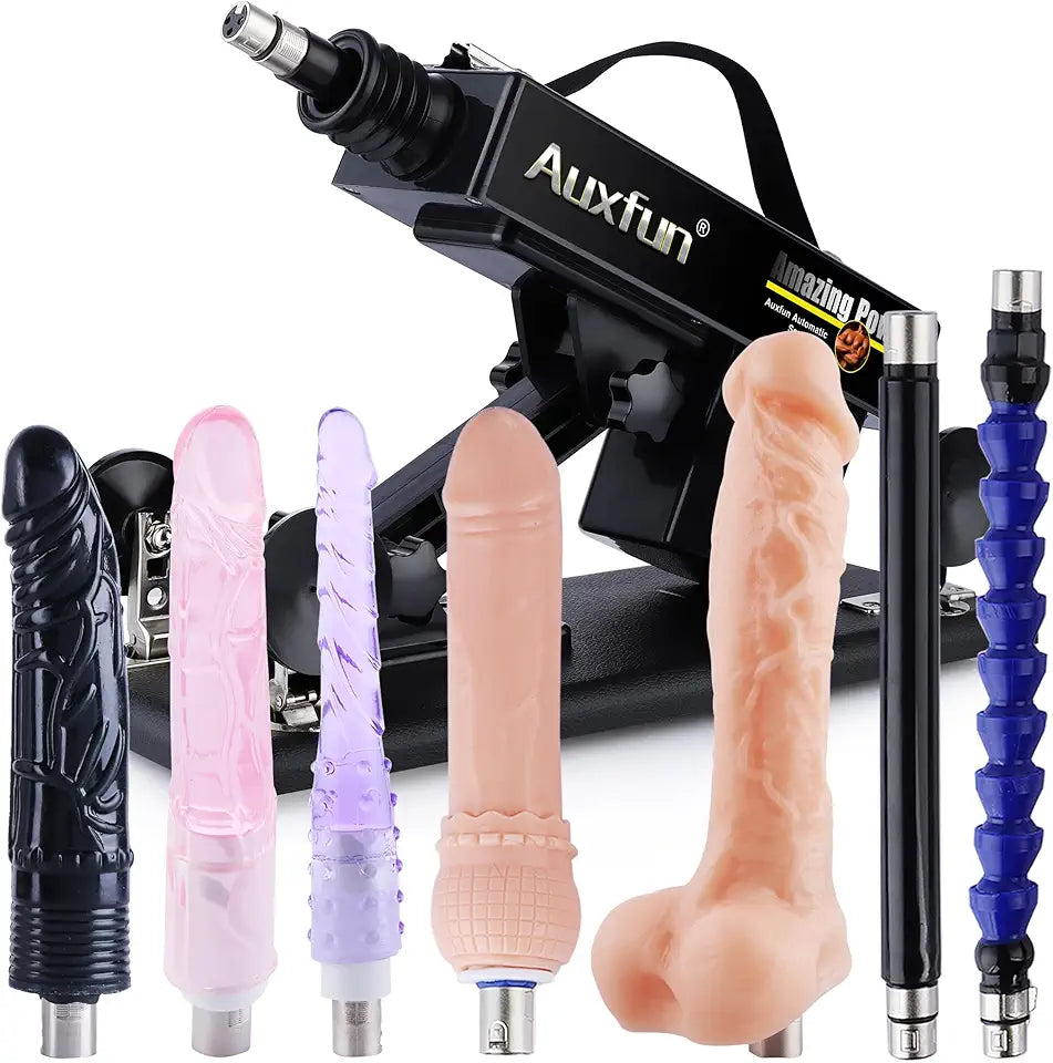 Realistic Thrusting Dildo Sex Toy with 7 Attachments A89341