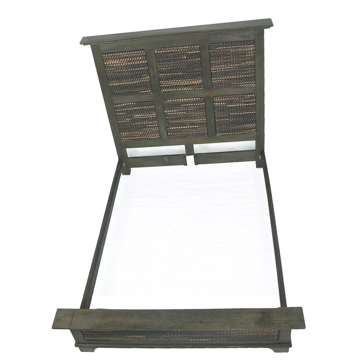 Woven Wicker Rattan Solid Wood California King Size Bed O16979
