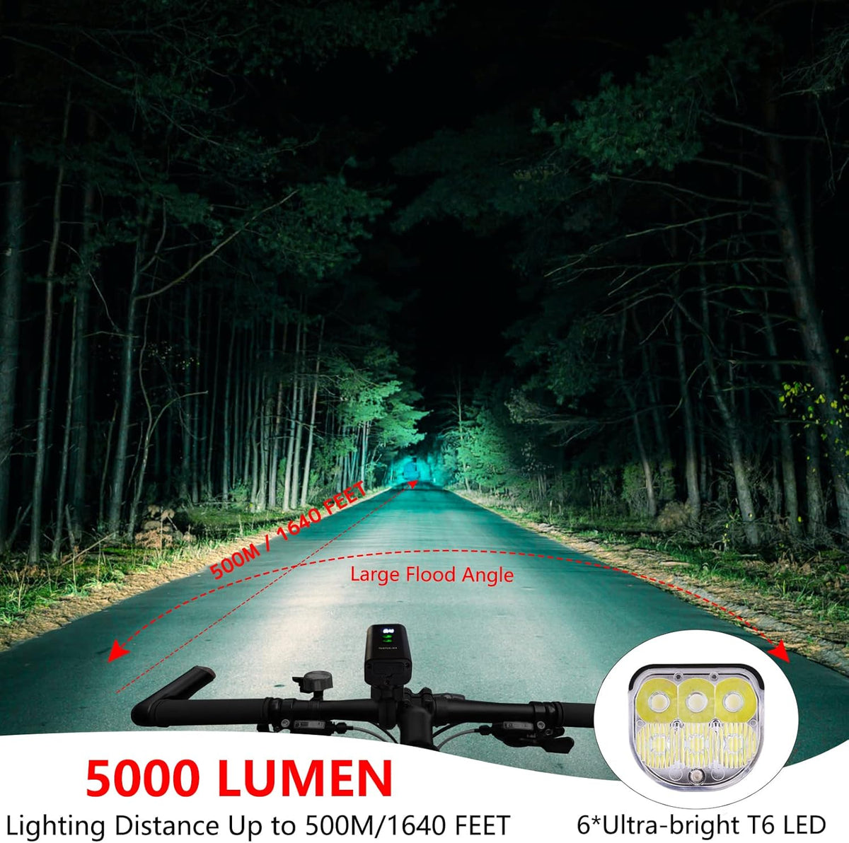 6*T6 LED Bike Light Set USB Rechargeable Waterproof Pack of 2 M272