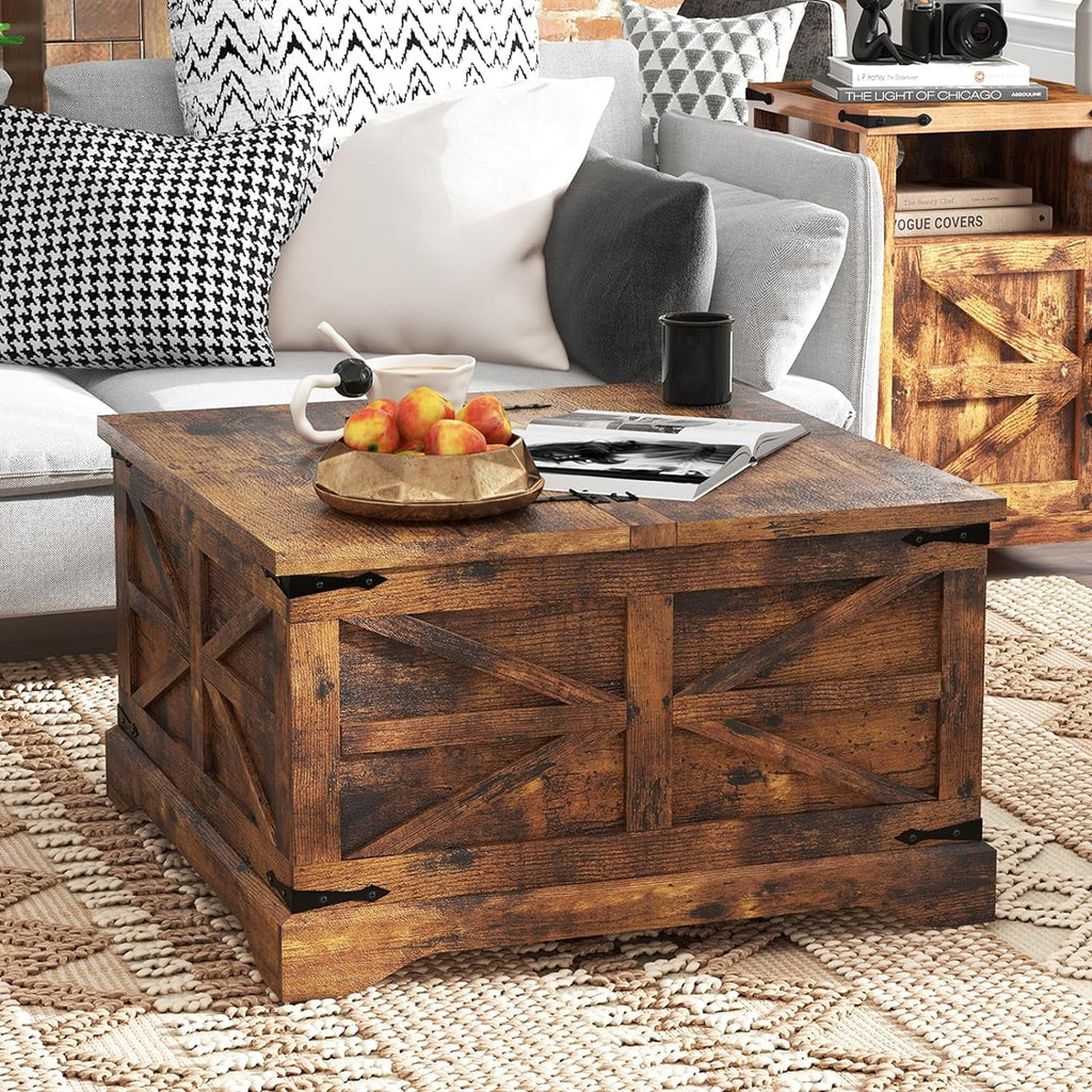 Square Wood Coffee Table with Storage Y99022