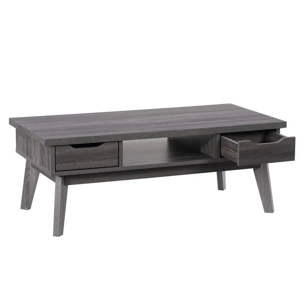 Dark Gray Engineered Wood Coffee Table with Drawers K36744