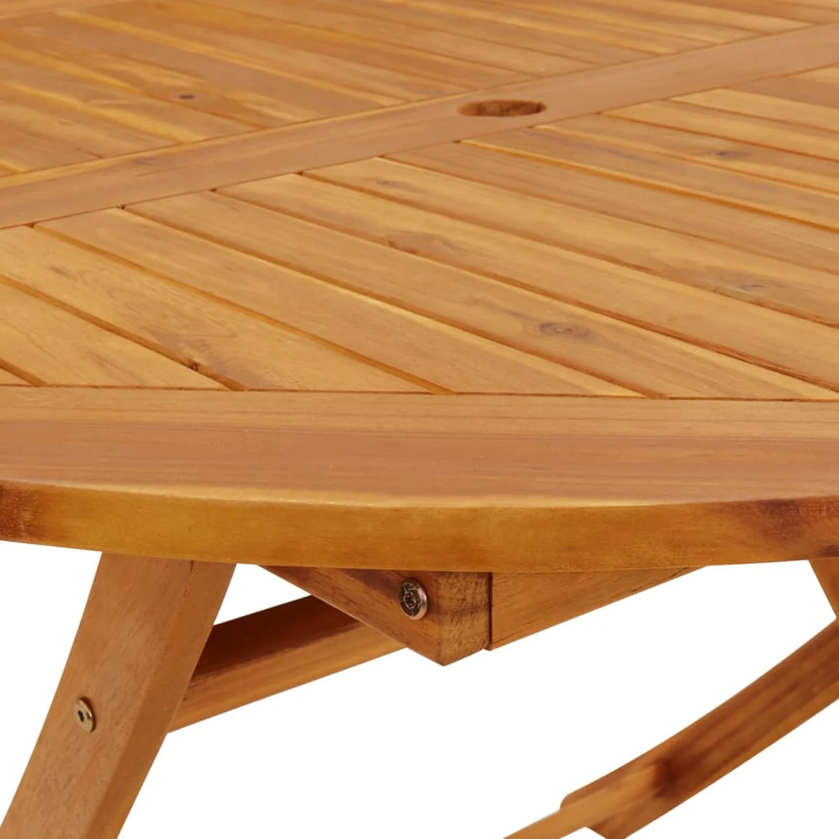 Folding Wood Acacia Round Outdoor Dining Table with Umbrella Hole X32340