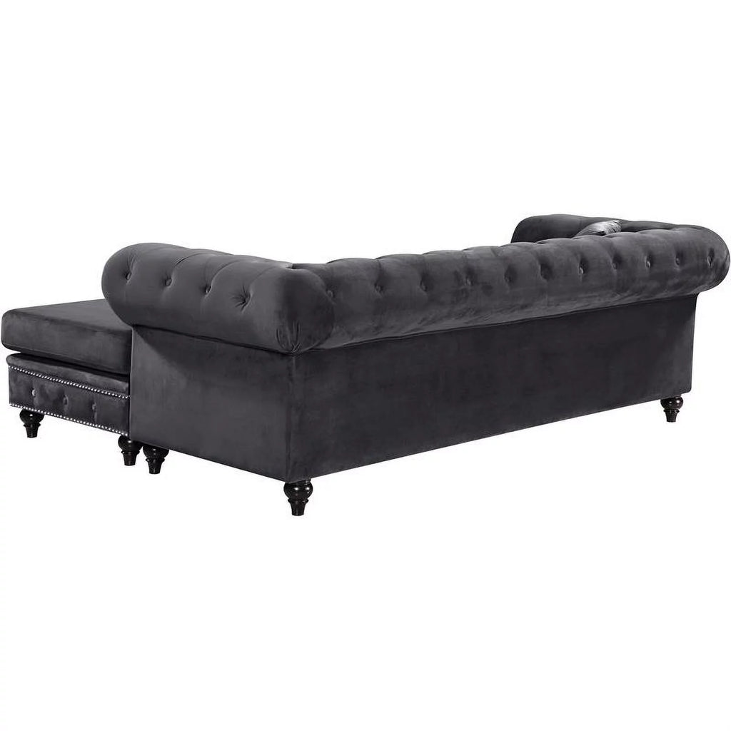 Gray Velvet Reversible Sectional E45996