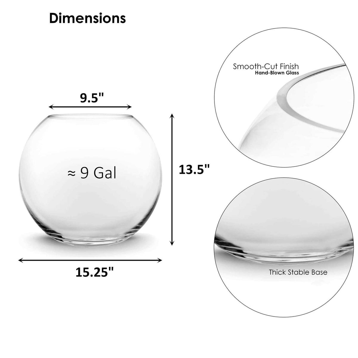 Large Glass Bubble Bowl Vase U9223