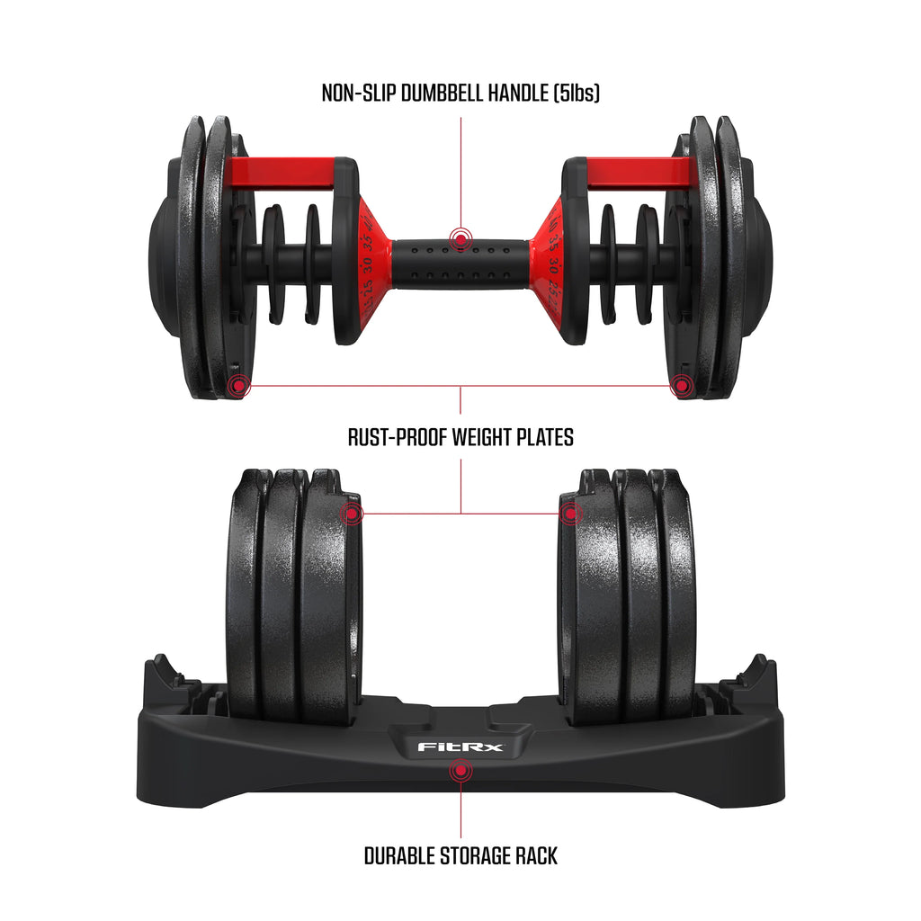 Adjustable Dumbbell 10-90 lbs Black Single Y7050