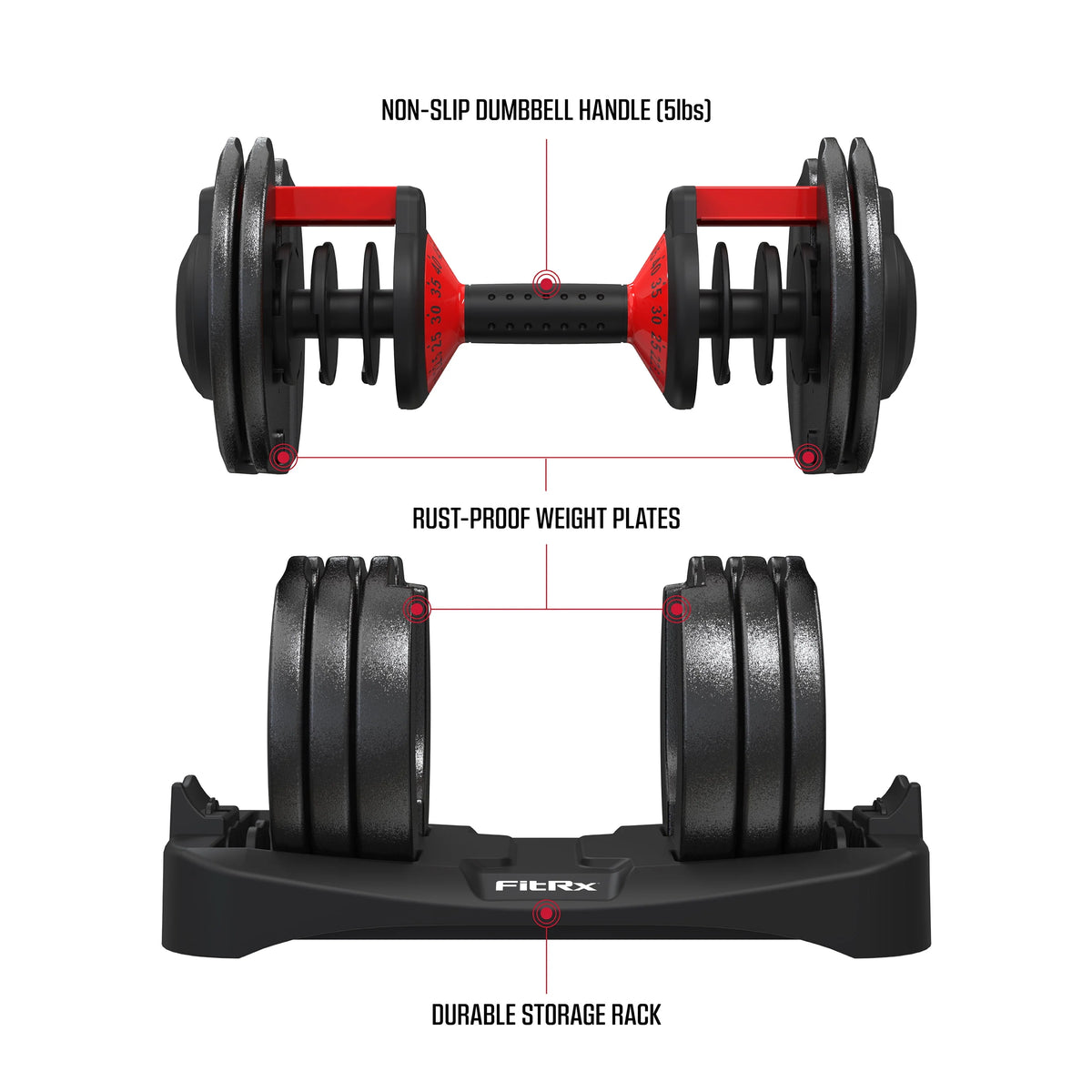 Adjustable Dumbbell 10-90 lbs Black Single Y7050
