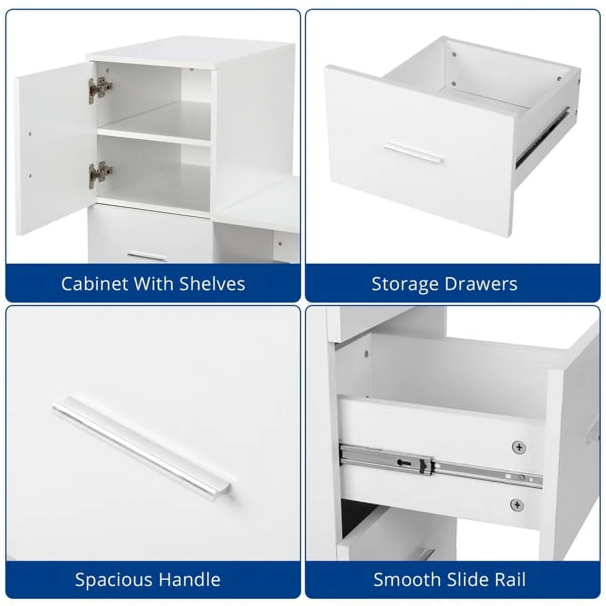 White Office Desk with 3 Storage Drawers J782779