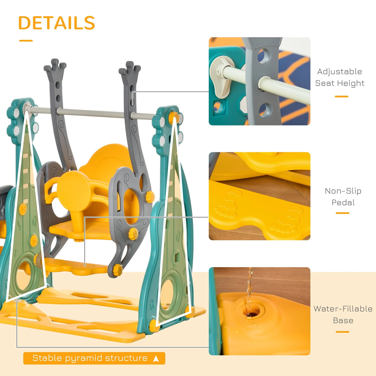 3 in 1 Toddler Swing and Slide Set with Climber L883815