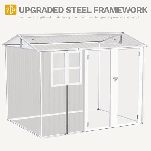 8x6ft Metal Outdoor Storage Shed with Window P433210