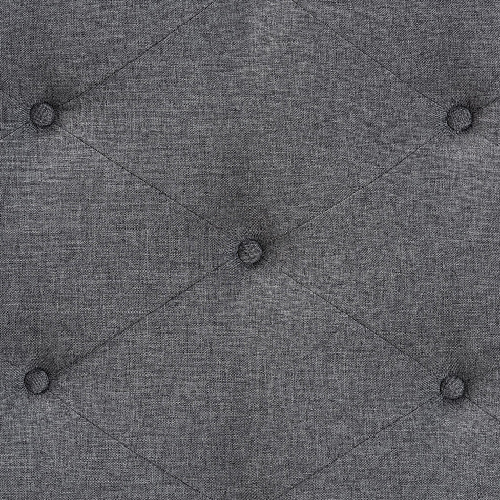 Grey Fabric and Walnut Brown Wood King Size Headboard I421459
