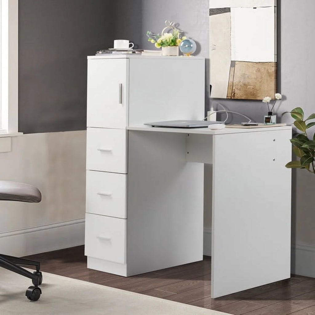 White Office Desk with 3 Storage Drawers J782779