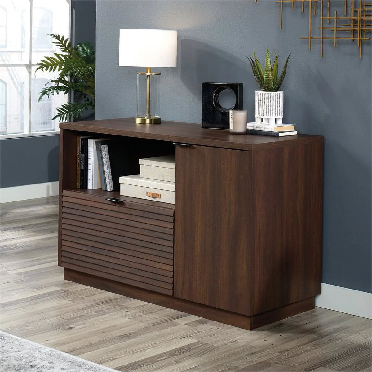 Mahogany Engineered Wood Storage Credenza W789028