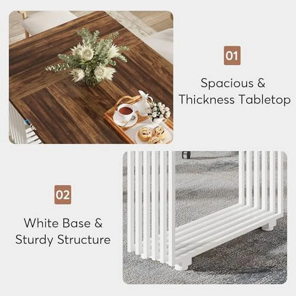 White 70.8 Inch Dining Table with Gold Metal Legs O99550