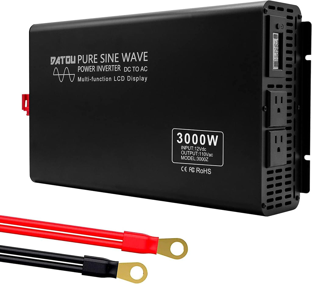 1000W Pure Sine Wave Power Inverter DC 12V to 110V AC with Remote Control and LCD Display X99317