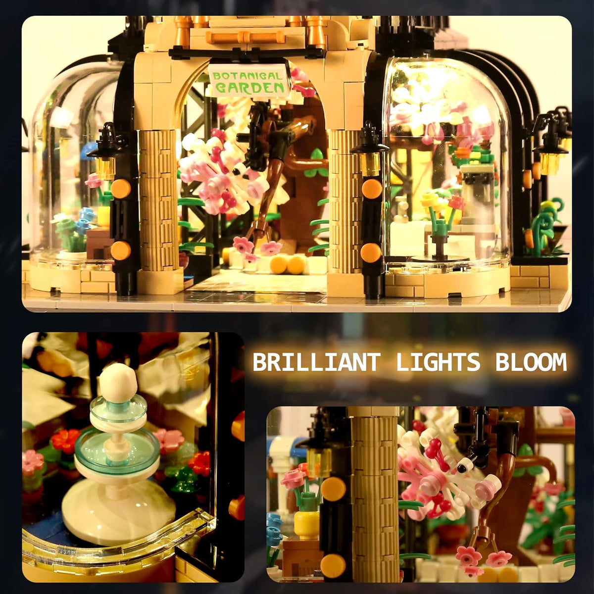 Plant Garden Building Kits Toy, MOC Building Blocks Botanical Garden with LED Lights, Streetview House Kit (2147 Pieces) V82714