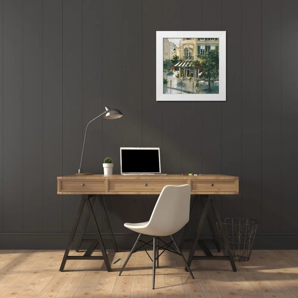 White Modern Wood Framed Art Print F13073