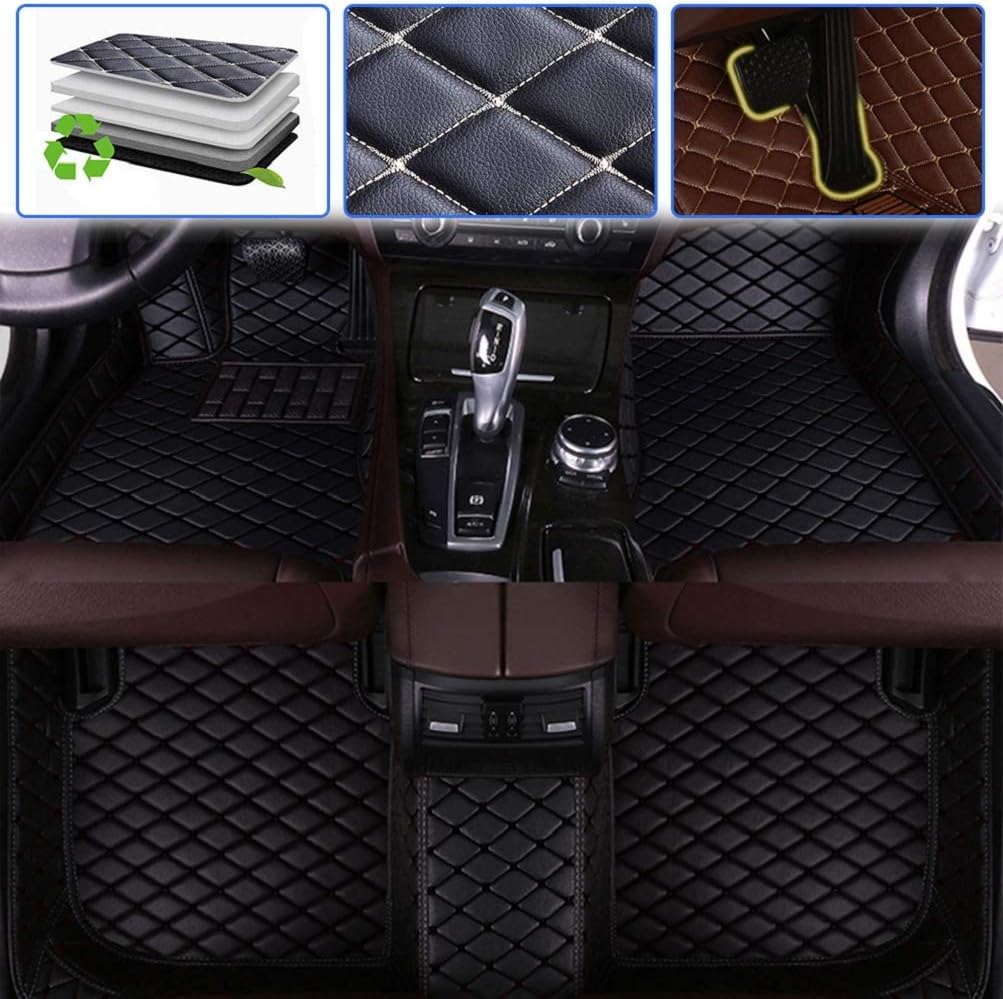 Beige Leather Car Floor Mats Front & Rear Set J369556